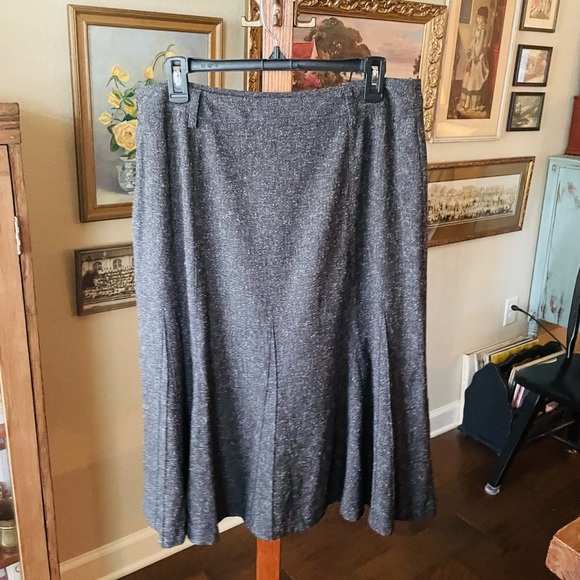 East 5th women’s fit & flare midi tweed zip skirt belt loops 14 charcoal gray - Picture 6 of 9